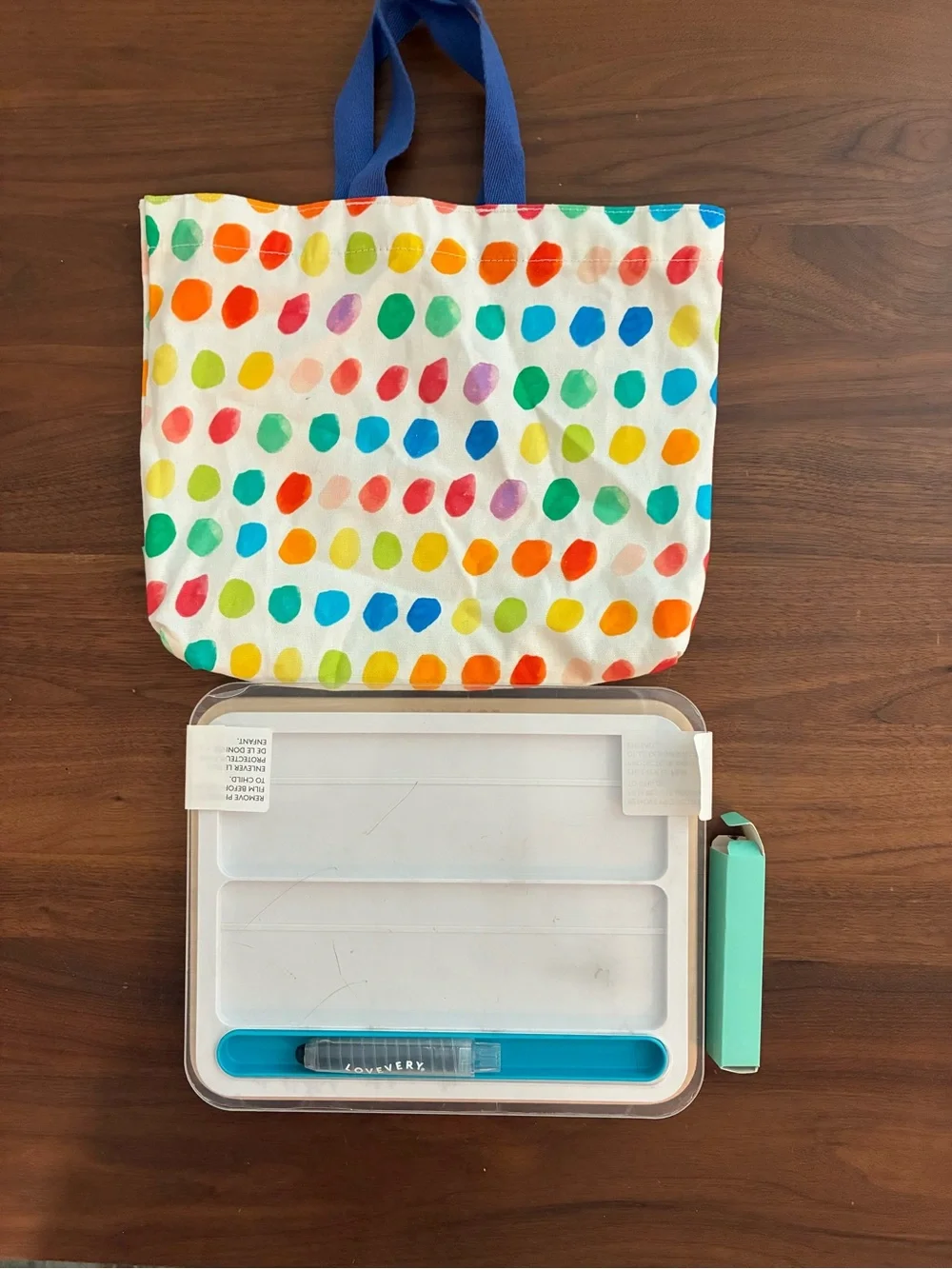 LOVEVERY Canvas Dotted Tote with Drawing Board and writing instrument